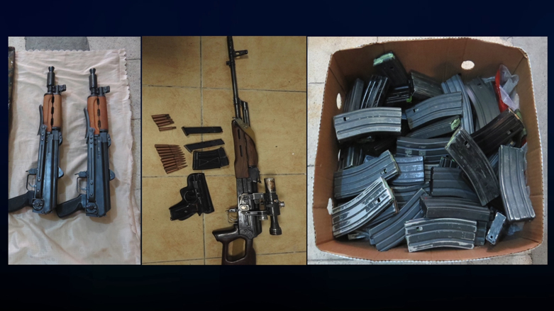 Weapons and ammunition confiscated from the arrested ISIS militants. (Photo: Kurdistan Region’s Directorate General of Counter-Terrorism)